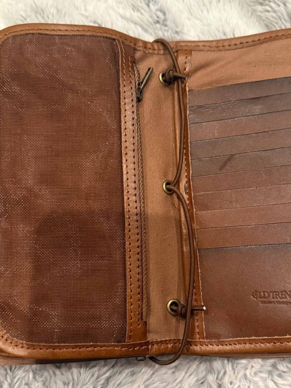 QVC Brown Leather Travel Folio with Embossed Compass - Picture 4 of 6